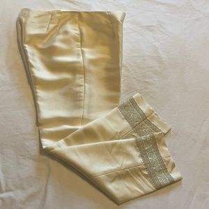Silk crop pant with Gold embellishment